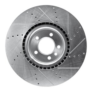 Land Rover Range Rover Brake Rotor (1) - Front Left - R1 Concepts - Drilled & Slotted - Silver - `10-`17